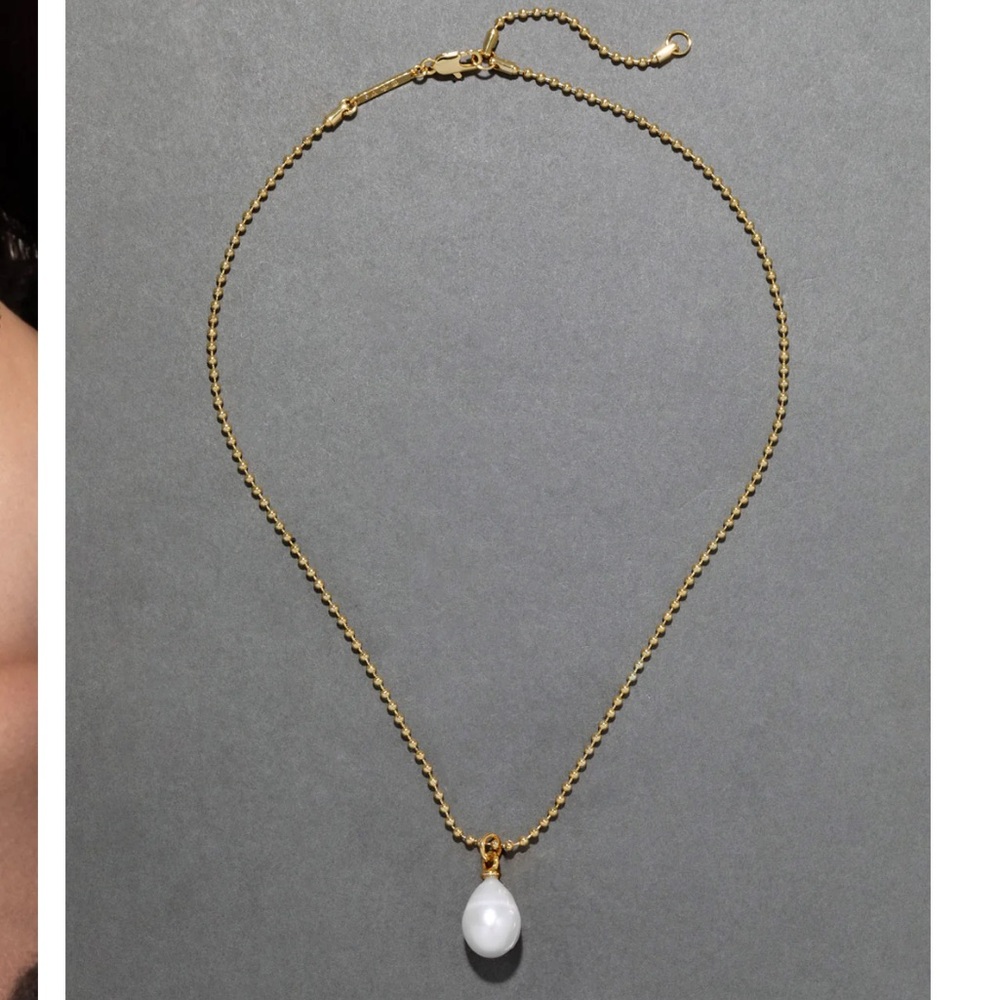 ALEXIS BITTAR • Molten Gold La Perla Pearl Solitaire Ball Chain Necklace - Picture 7 of 13